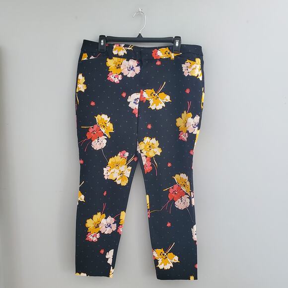 Old Navy Navy Blue Floral Pixie Mid-Rise Pants 14 - Picture 1 of 7
